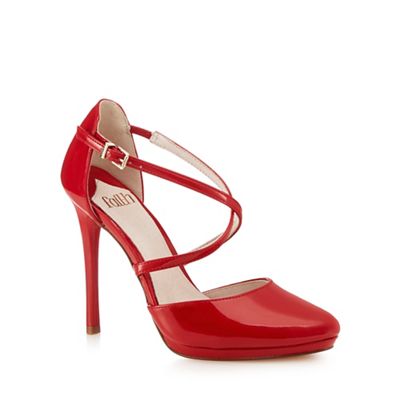 Red 'Clara' high heel court shoes